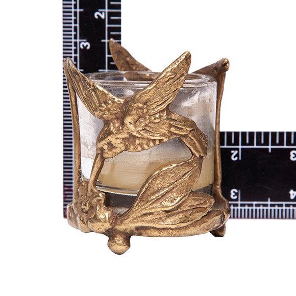 Vintage Brass Metal Hummingbird Flowers Candle Jar Holder - Picture 6 of 6